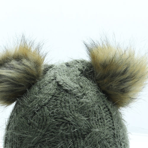Primark Womens Green Acrylic Bobble Hat One Size