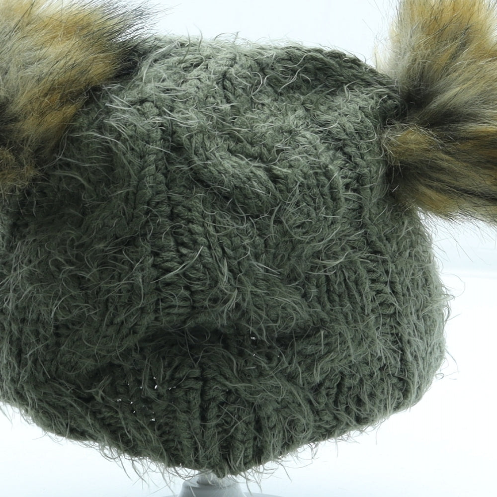 Primark Womens Green Acrylic Bobble Hat One Size