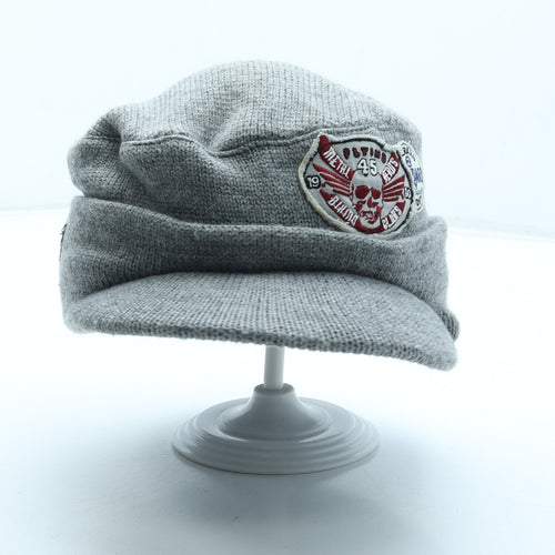 NEXT Mens Grey Acrylic Peaked Cap One Size - Embroidered Logo