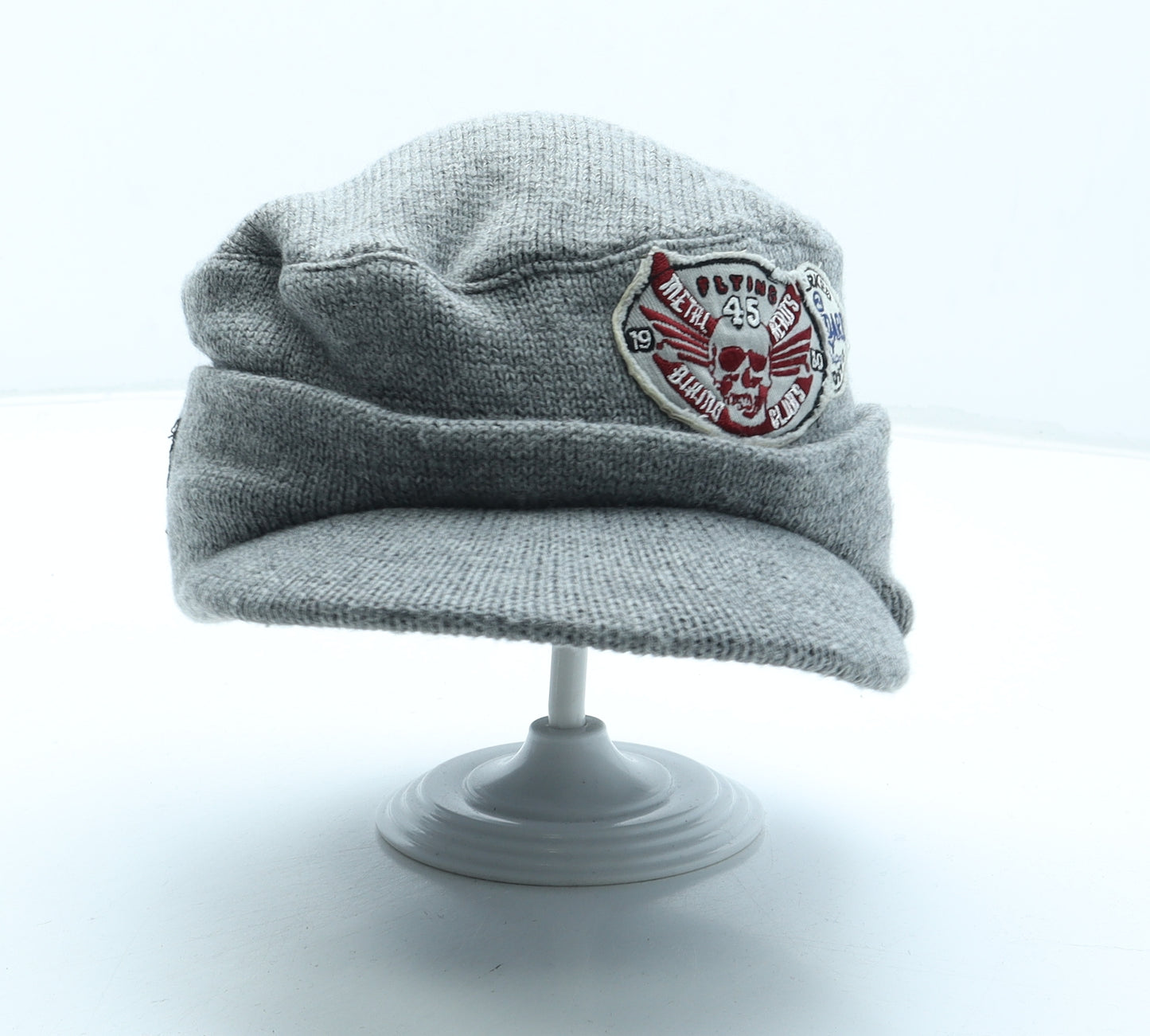 NEXT Mens Grey Acrylic Peaked Cap One Size - Embroidered Logo