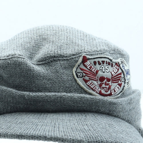 NEXT Mens Grey Acrylic Peaked Cap One Size - Embroidered Logo
