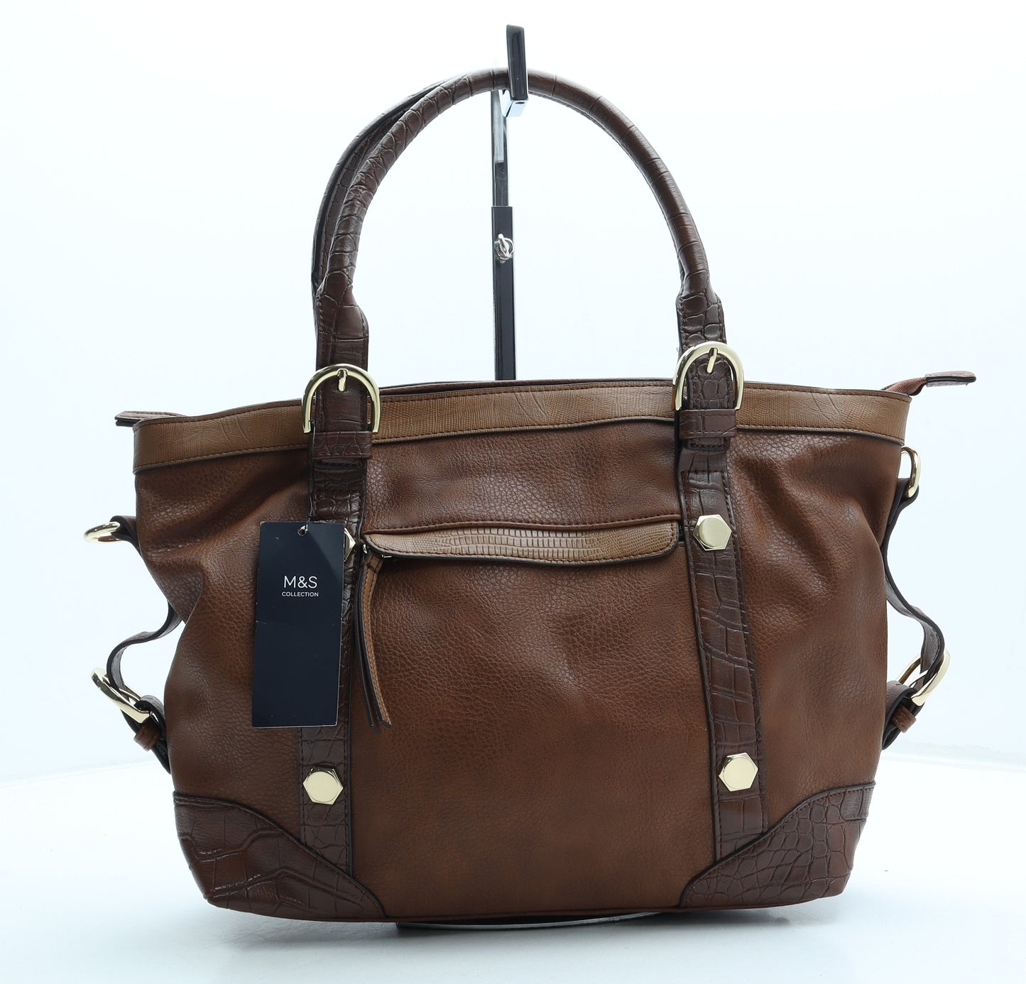 Marks and Spencer Womens Brown Polyurethane Hobo Bag Size Medium