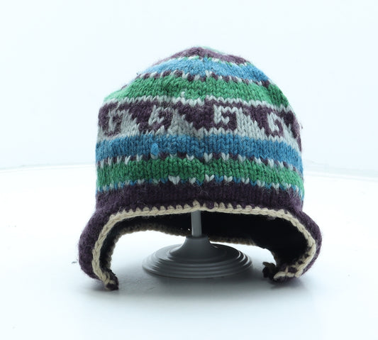 Made in Nepal Boys Multicoloured Geometric Wool Bonnet One Size