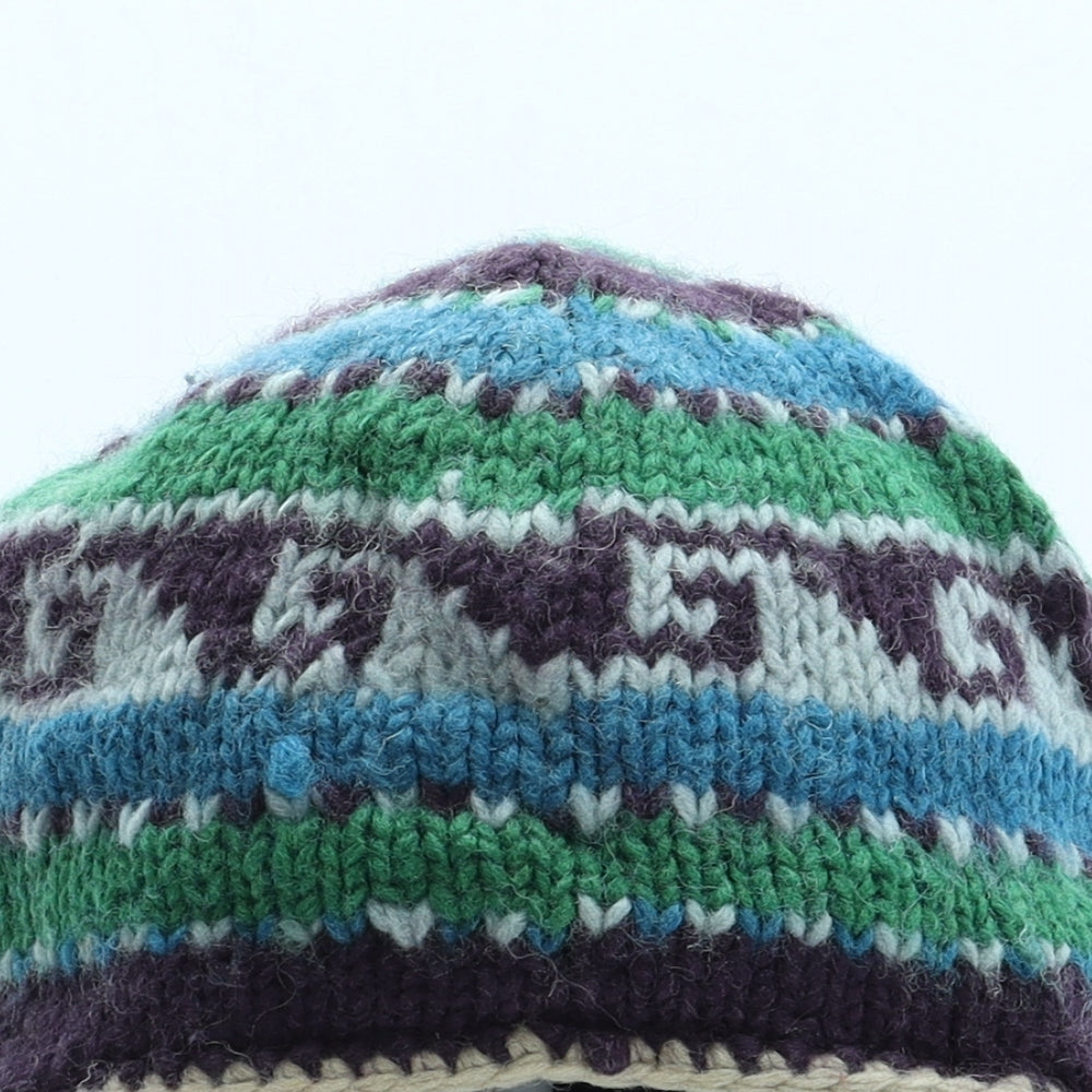 Made in Nepal Boys Multicoloured Geometric Wool Bonnet One Size