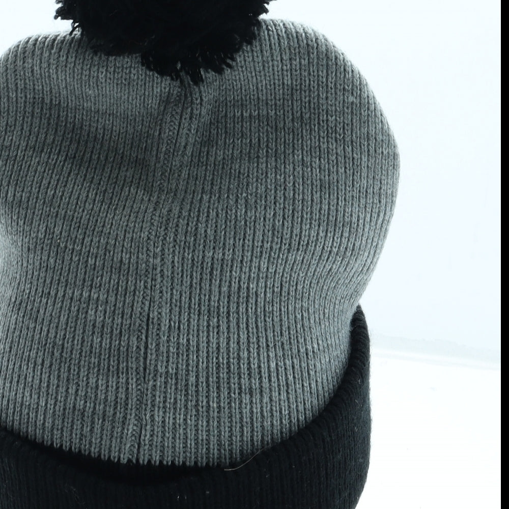 Primark Mens Black Acrylic Beanie Size M - Marvel Pom Pom