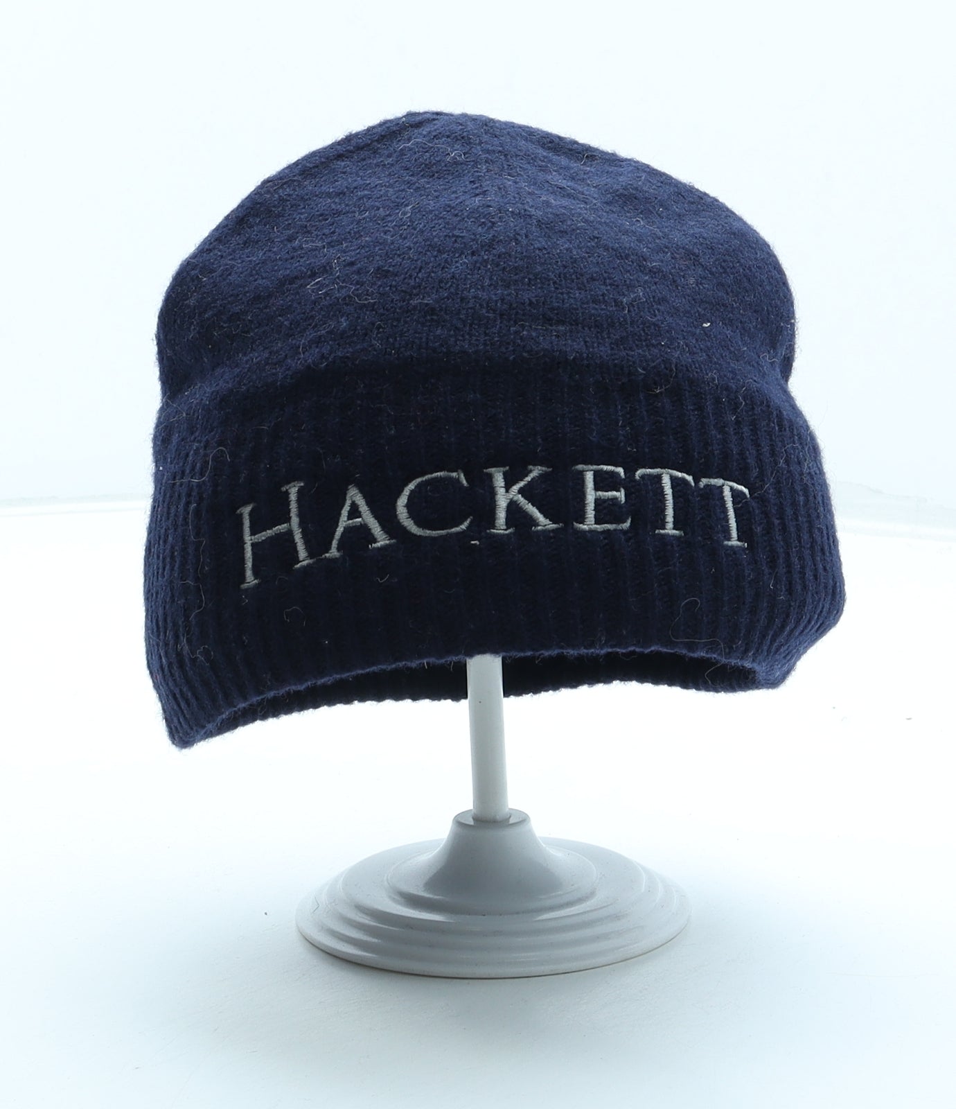 Hackett London Mens Blue Acrylic Beanie One Size - Logo 1