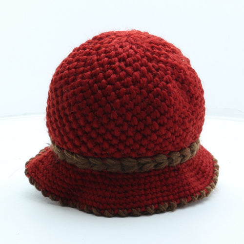 Preworn Womens Red Floral Polyester Cloche One Size