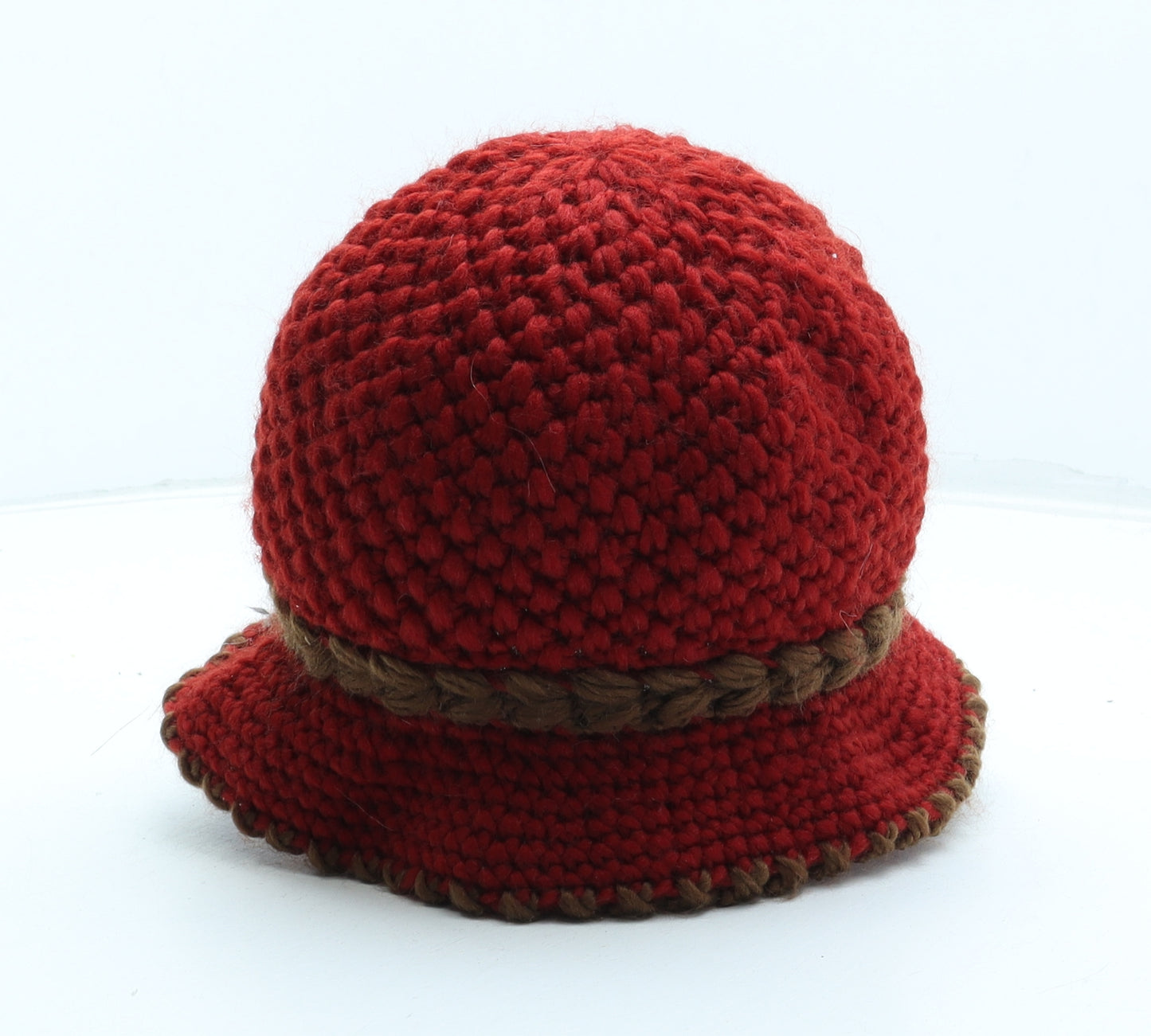 Preworn Womens Red Floral Polyester Cloche One Size