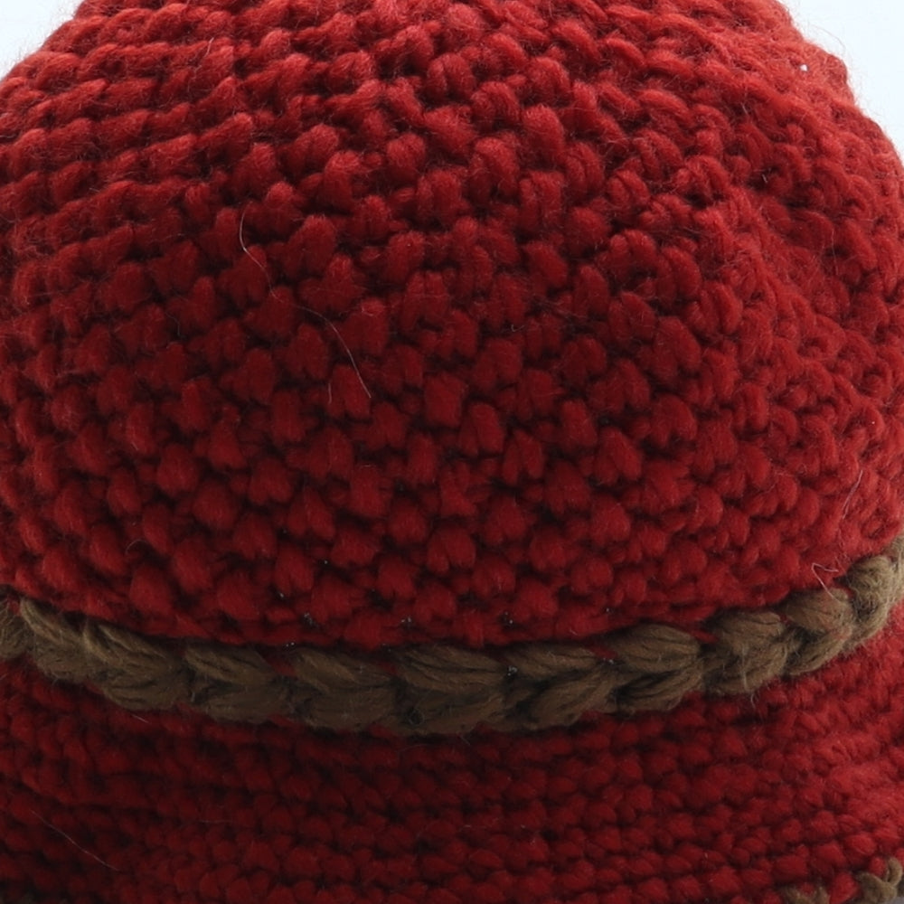 Preworn Womens Red Floral Polyester Cloche One Size