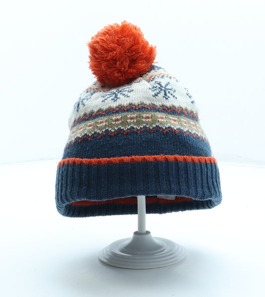 F&F Boys Multicoloured Fair Isle Acrylic Bobble Hat One Size