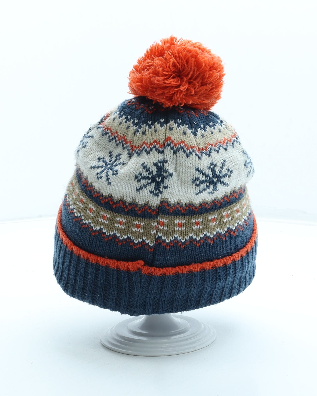 F&F Boys Multicoloured Fair Isle Acrylic Bobble Hat One Size