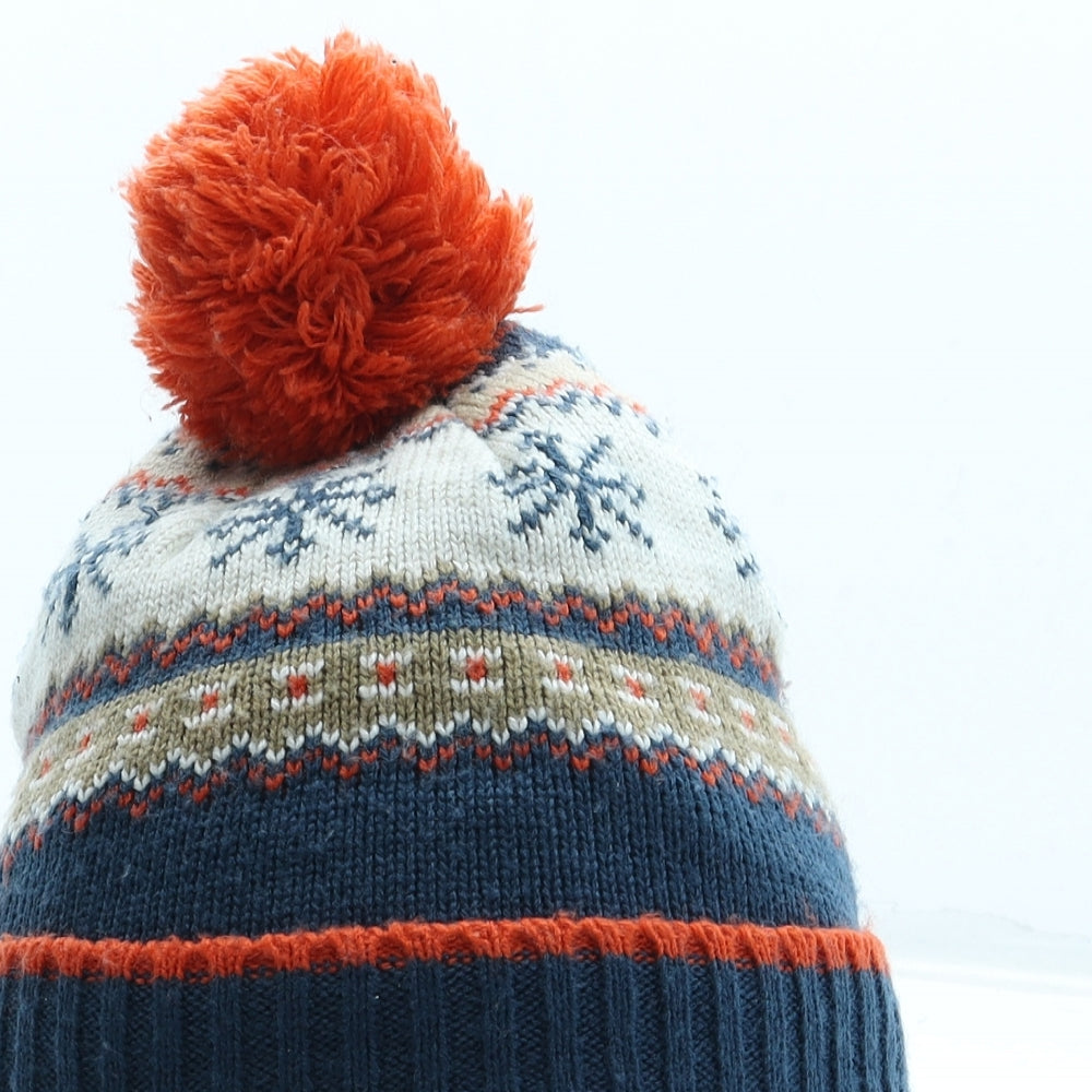 F&F Boys Multicoloured Fair Isle Acrylic Bobble Hat One Size