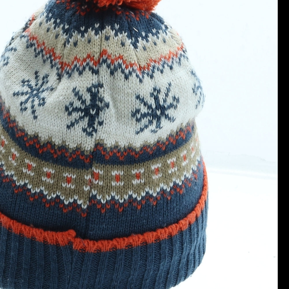 F&F Boys Multicoloured Fair Isle Acrylic Bobble Hat One Size