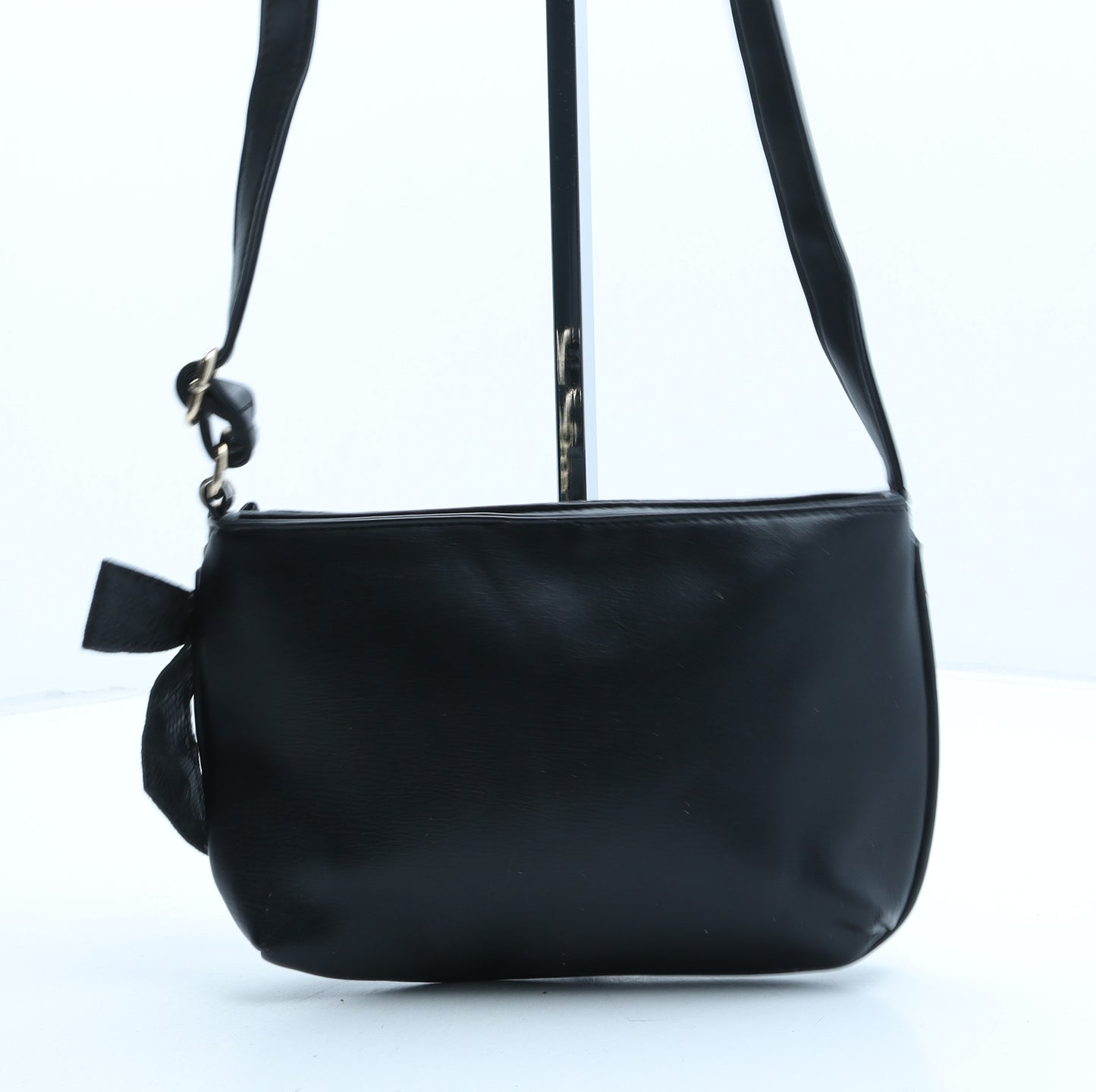 Preworn Womens Black Floral Polyurethane Crossbody Size Small