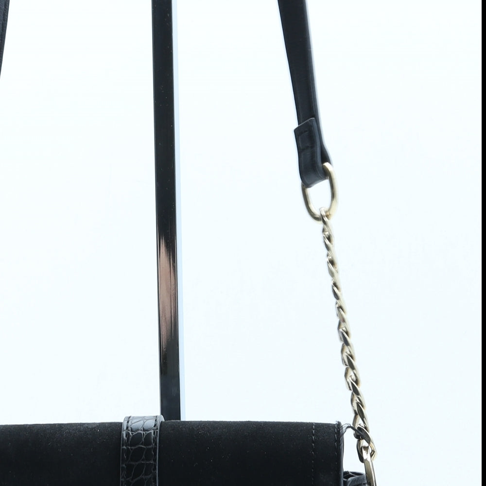 Preworn Womens Black Polyurethane Crossbody Size Small