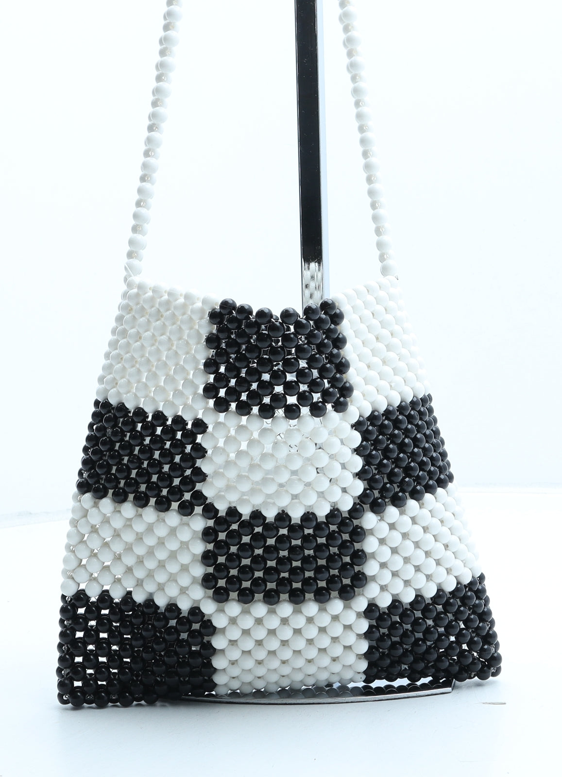 Preworn Womens Black Check Plastic Shoulder Bag Size Small