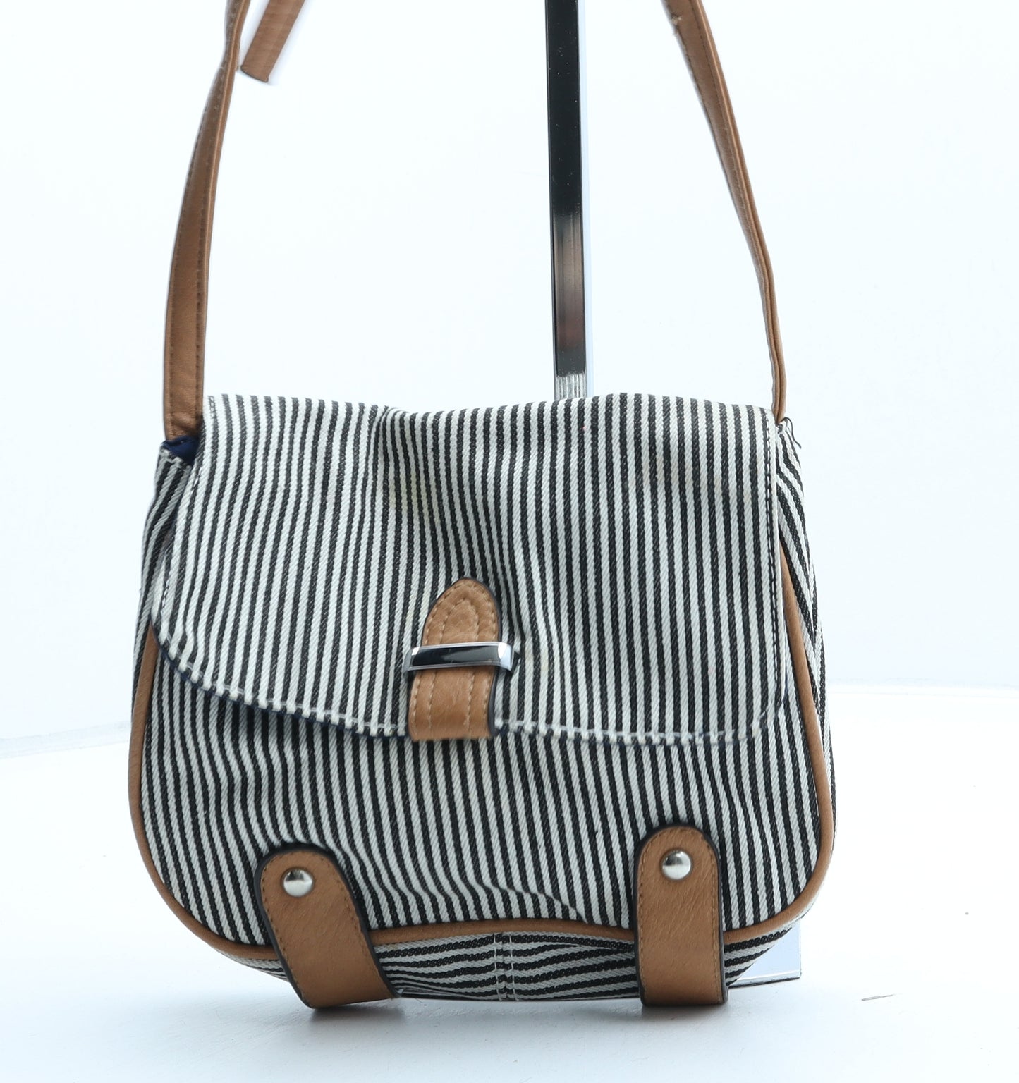 NEXT Womens White Striped Cotton Crossbody Size Small