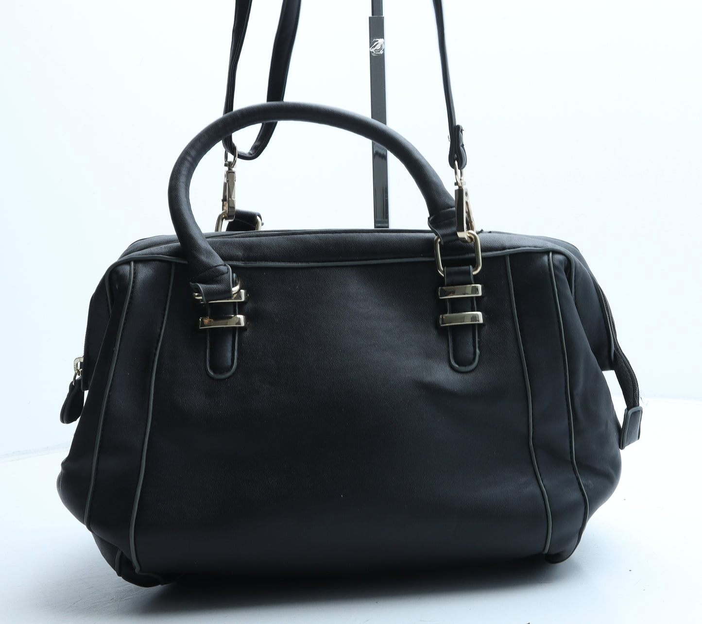 Preworn Womens Black Polyurethane Hobo Bag Size Small