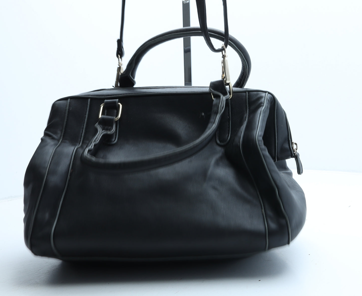 Preworn Womens Black Polyurethane Hobo Bag Size Small