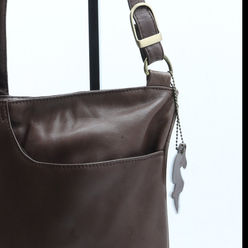 Preworn Womens Brown Polyurethane Crossbody Size Small