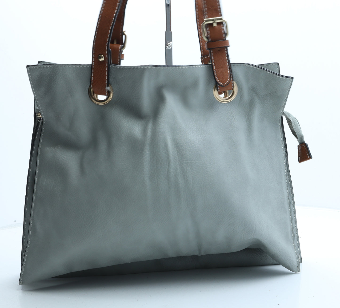 Preworn Womens Green Polyurethane Top Handle Bag Size Large