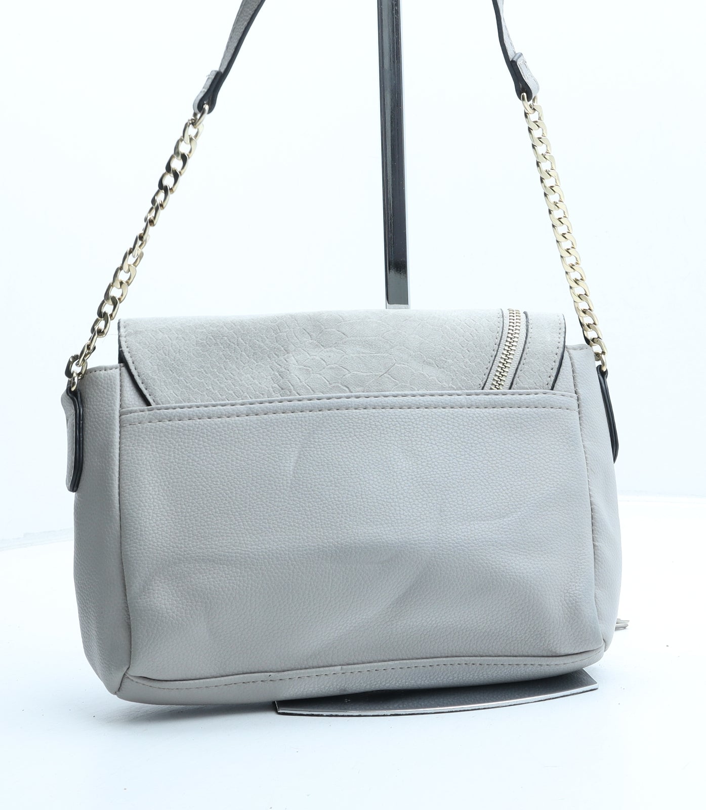 River Island Womens Grey Polyurethane Crossbody Size Small - Croc Texture