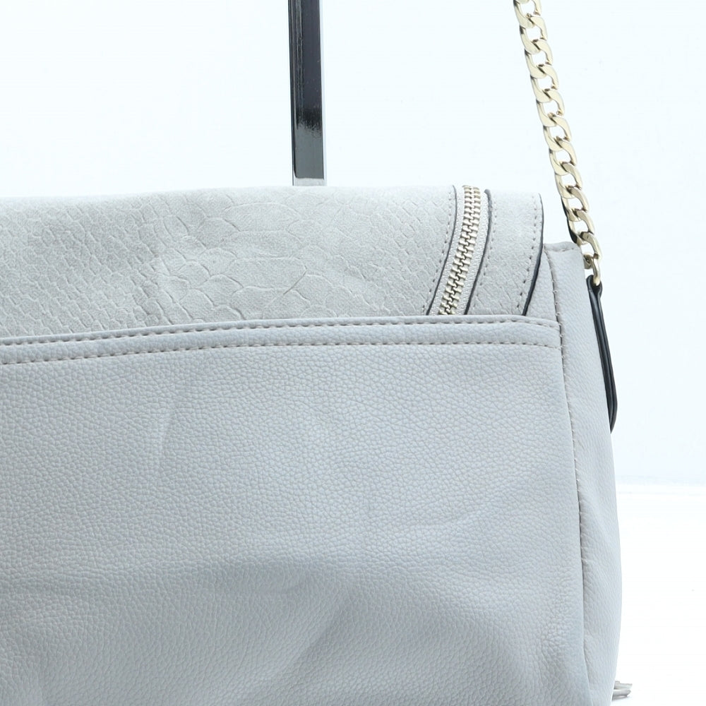 River Island Womens Grey Polyurethane Crossbody Size Small - Croc Texture