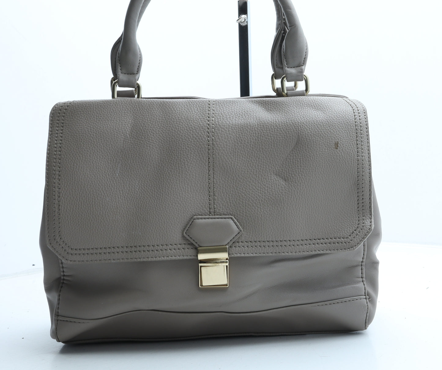 F&F Womens Beige Polyurethane Top Handle Bag Size Medium