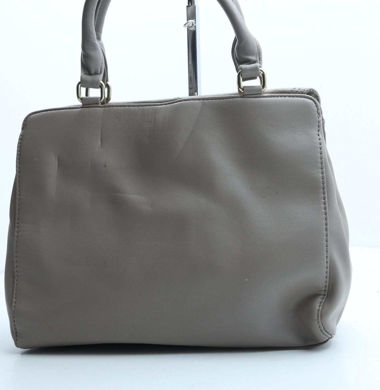 F&F Womens Beige Polyurethane Top Handle Bag Size Medium