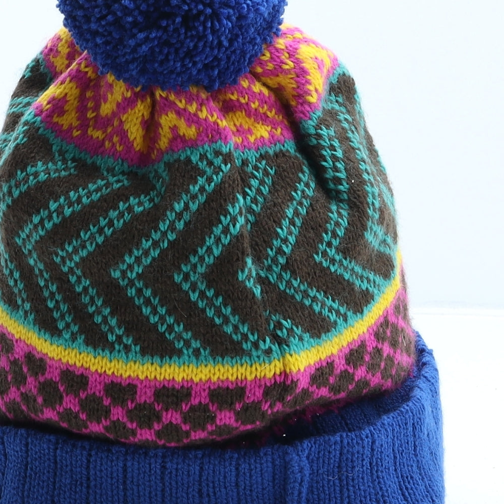 Wonky Woolies Womens Multicoloured Fair Isle Acrylic Bobble Hat One Size