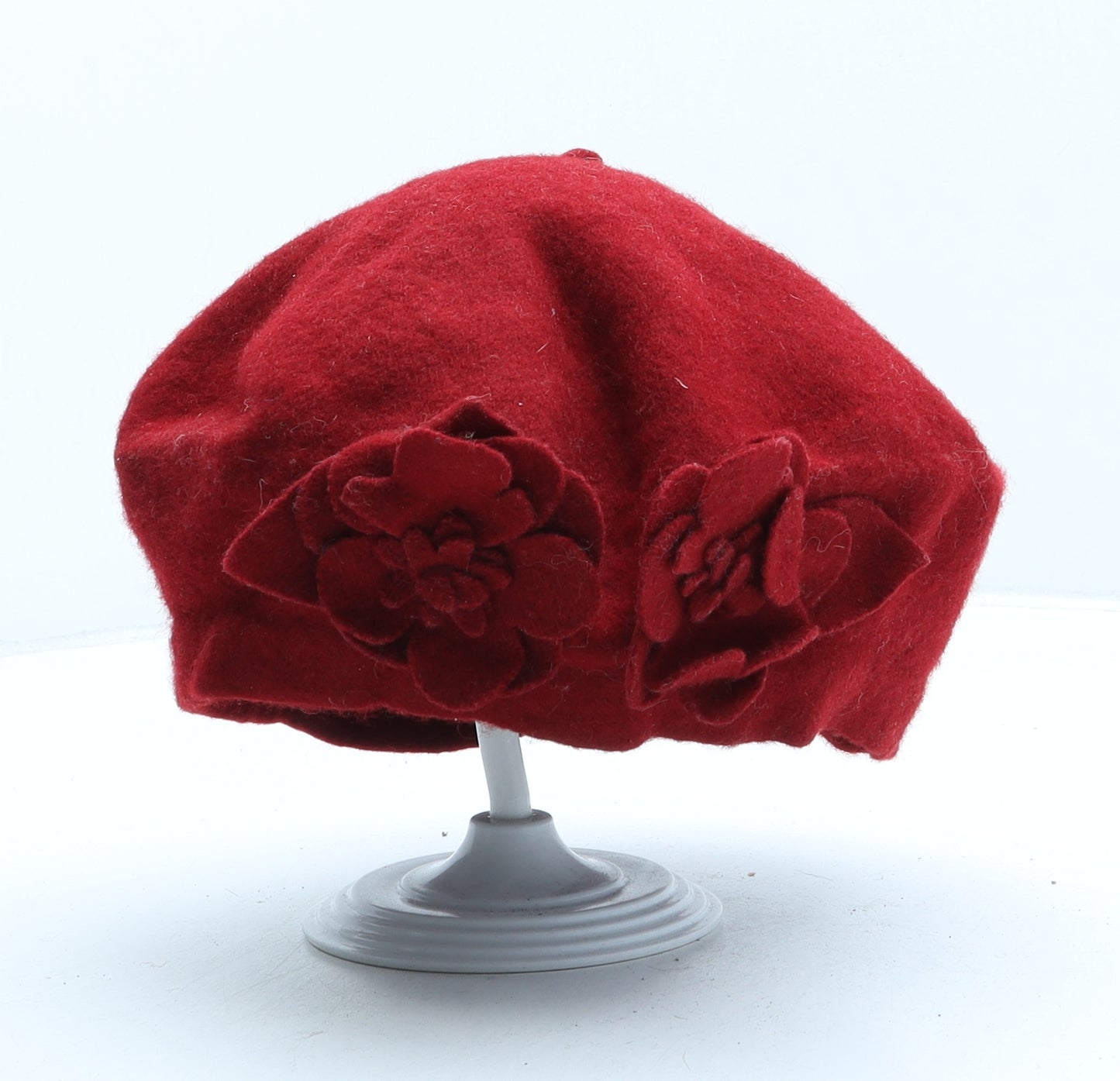 Accessorize Womens Red Wool Beret One Size - Flower Detail