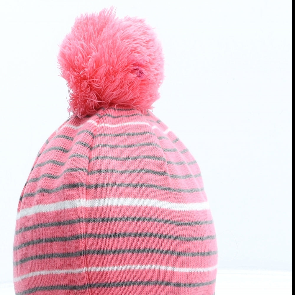 Under armour Womens Pink Striped Acrylic Bobble Hat One Size