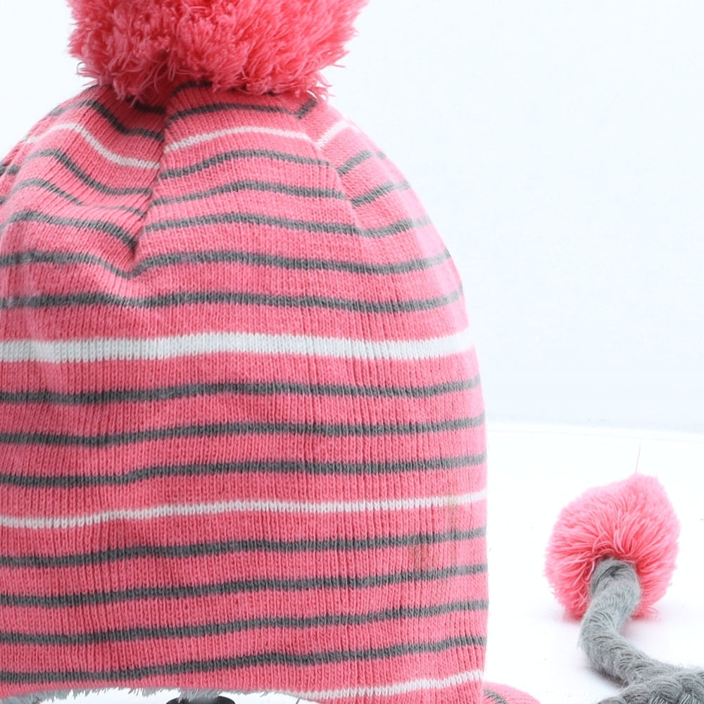 Under armour Womens Pink Striped Acrylic Bobble Hat One Size