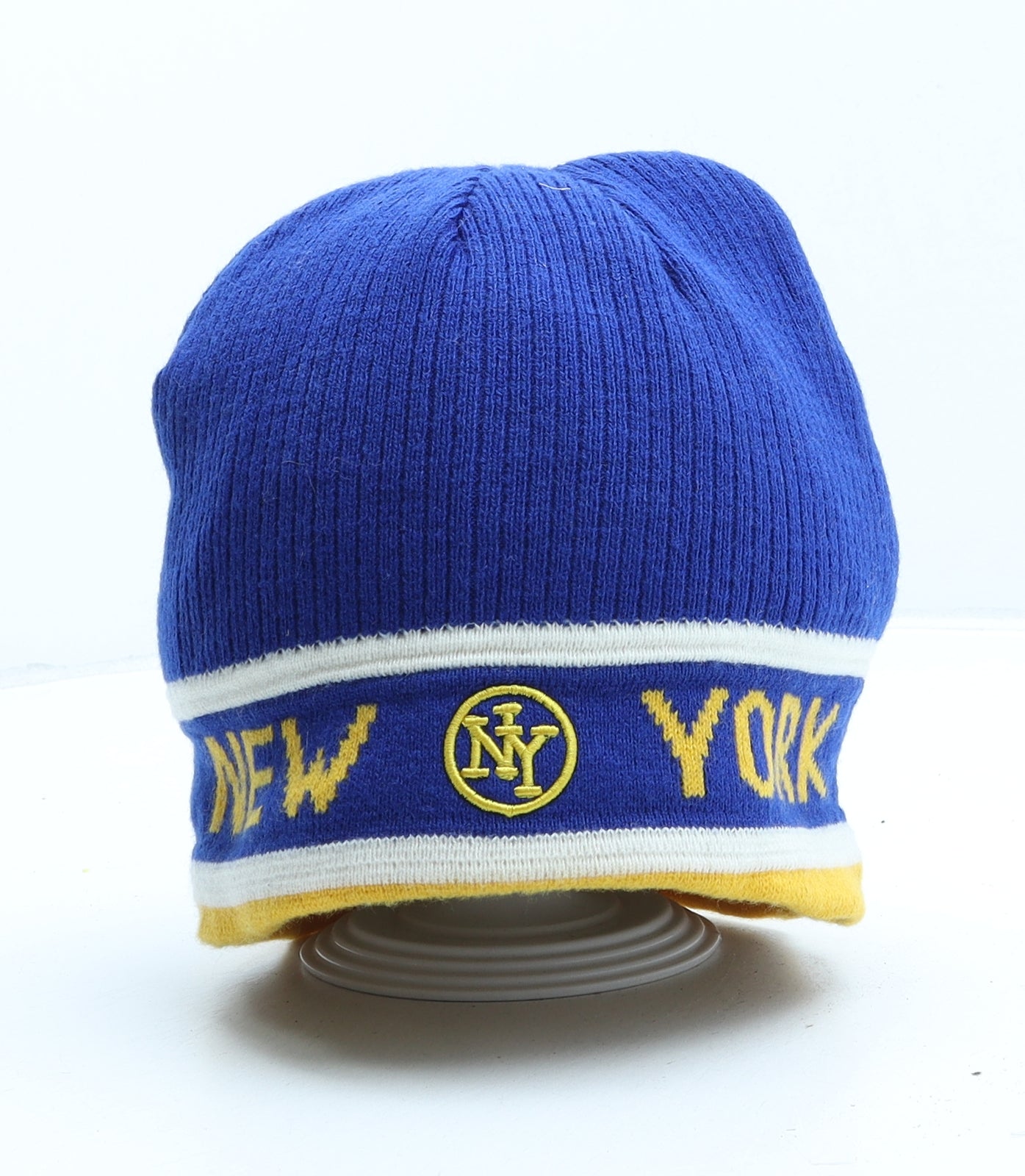 New York Mens Blue Polyester Beanie One Size