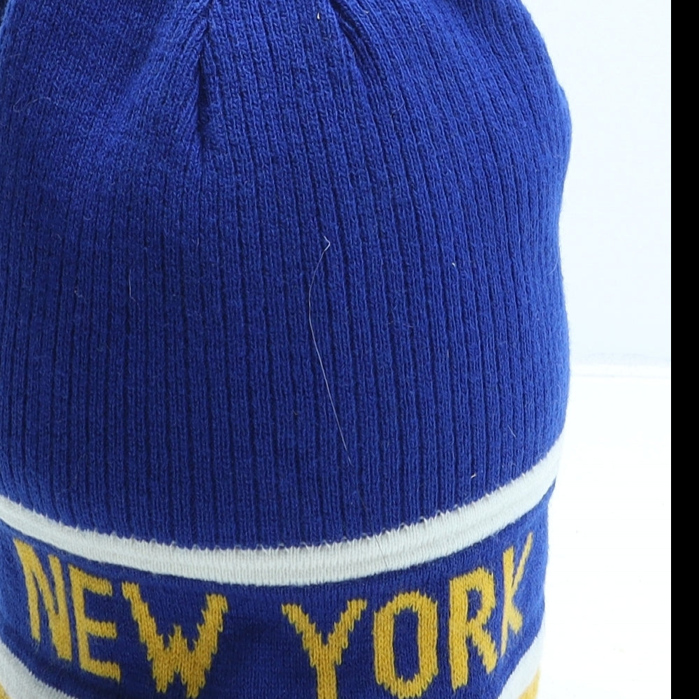 New York Mens Blue Polyester Beanie One Size