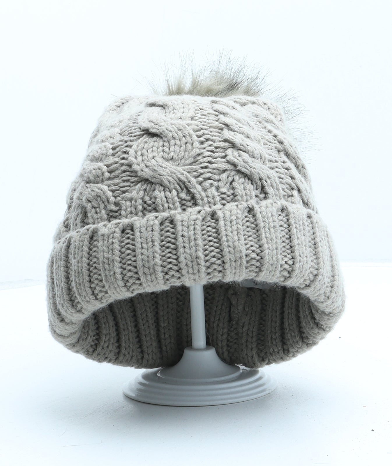 New Look Womens Beige Acrylic Bobble Hat One Size