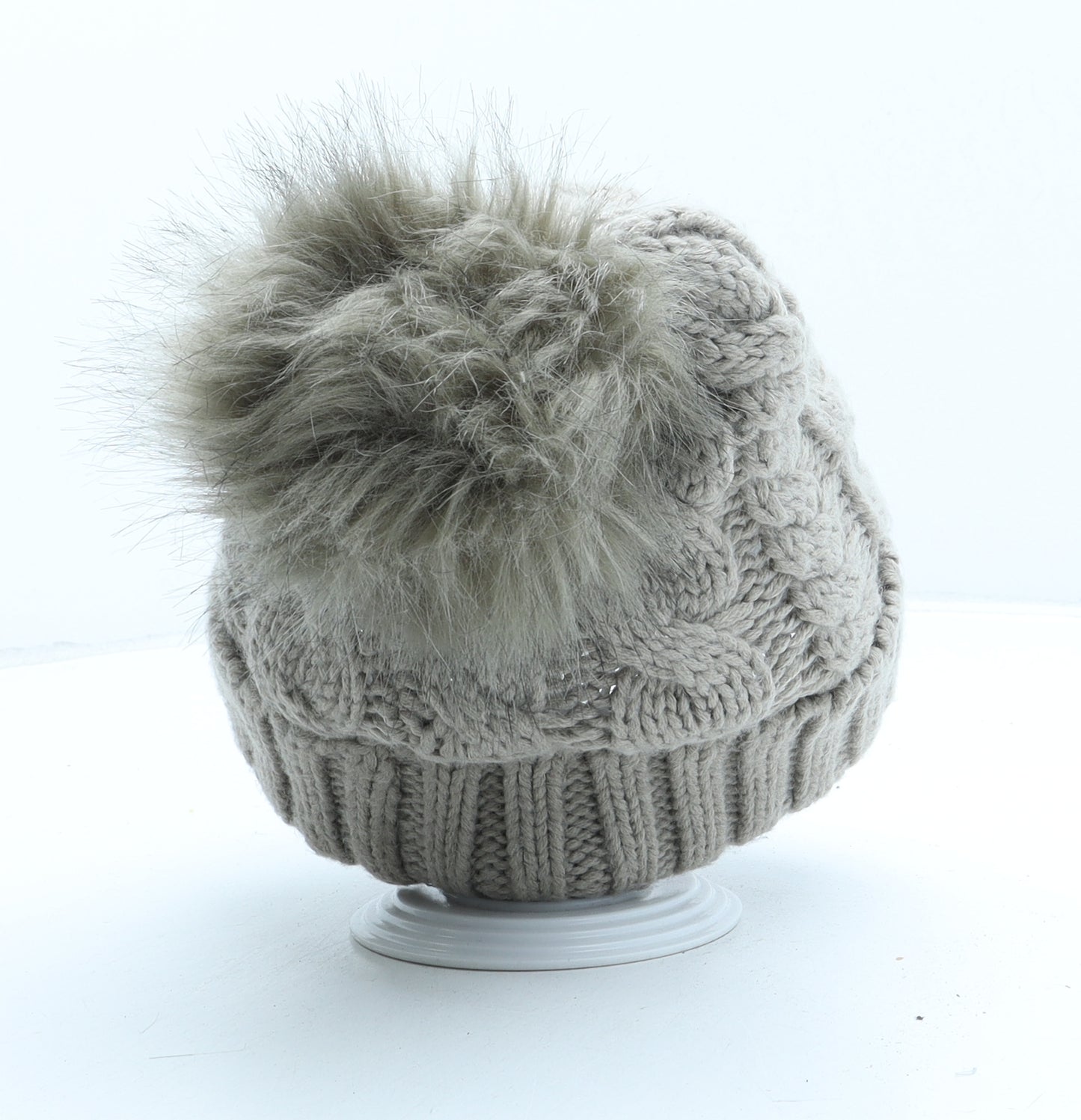 New Look Womens Beige Acrylic Bobble Hat One Size