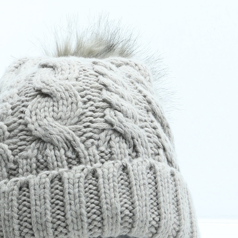 New Look Womens Beige Acrylic Bobble Hat One Size