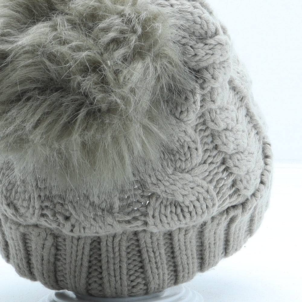 New Look Womens Beige Acrylic Bobble Hat One Size