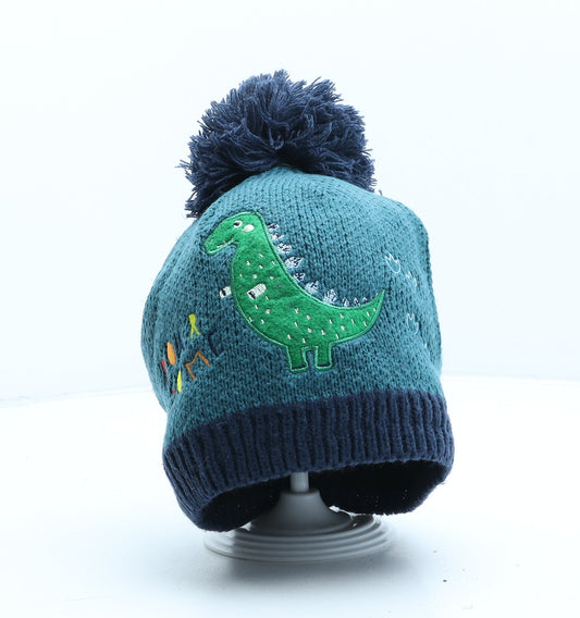 Little Explorer Boys Green Acrylic Bobble Hat One Size - Dinosaur