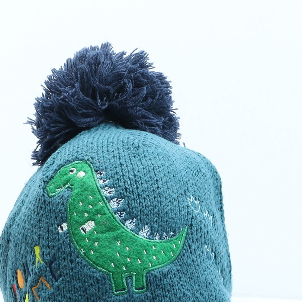 Little Explorer Boys Green Acrylic Bobble Hat One Size - Dinosaur