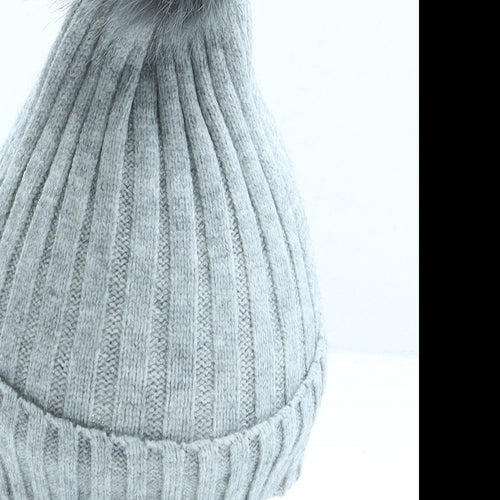 Primark Womens Grey Acrylic Bobble Hat One Size