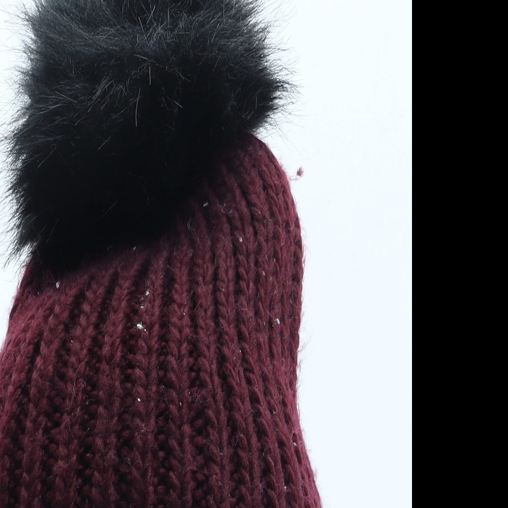 New Look Womens Purple Acrylic Bobble Hat One Size