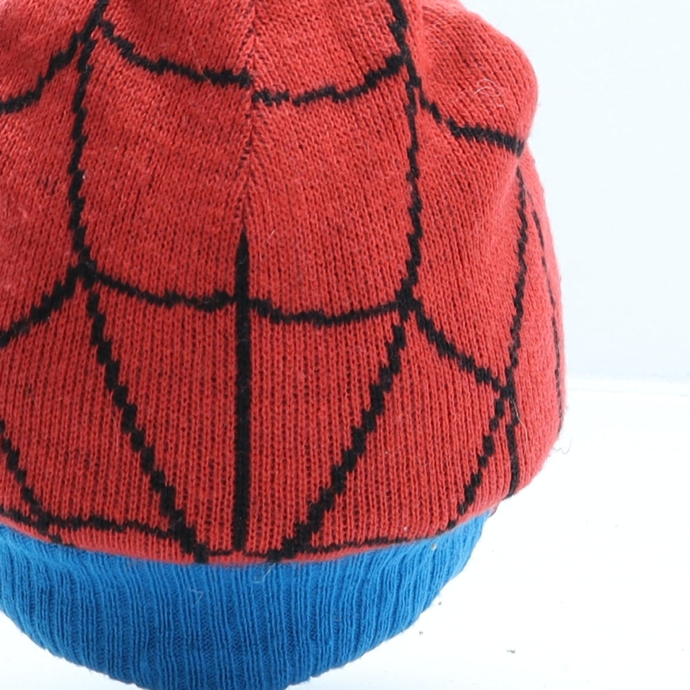 Spiderman Boys Red Geometric Acrylic Beanie One Size