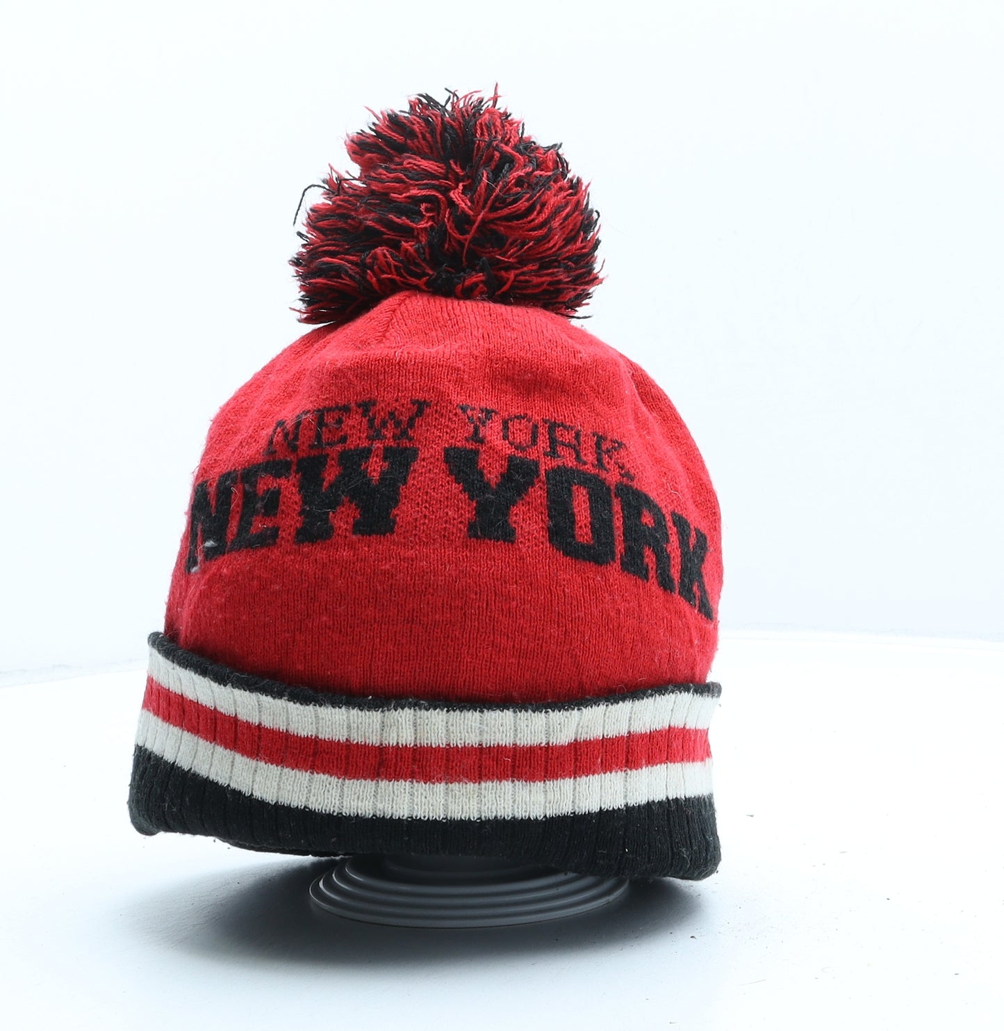 City Hunter Mens Red Acrylic Beanie One Size - New York