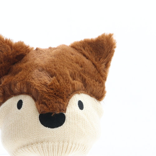 F&F Boys Brown Colourblock Acrylic Beanie One Size - Fox design.Size 3-6 months