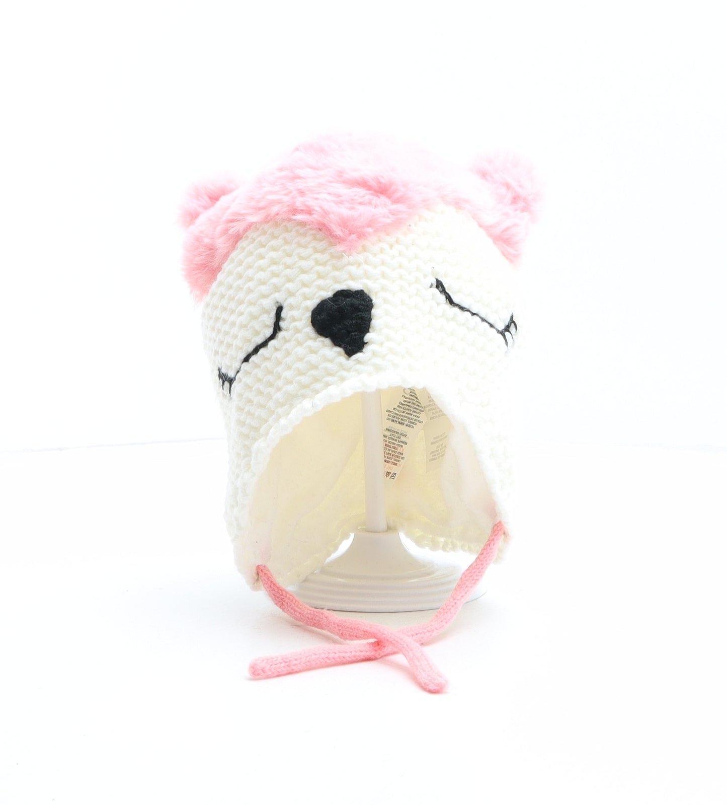 PEP&CO Girls Ivory Acrylic Winter Hat One Size - Fox Design