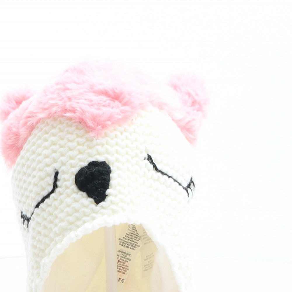 PEP&CO Girls Ivory Acrylic Winter Hat One Size - Fox Design