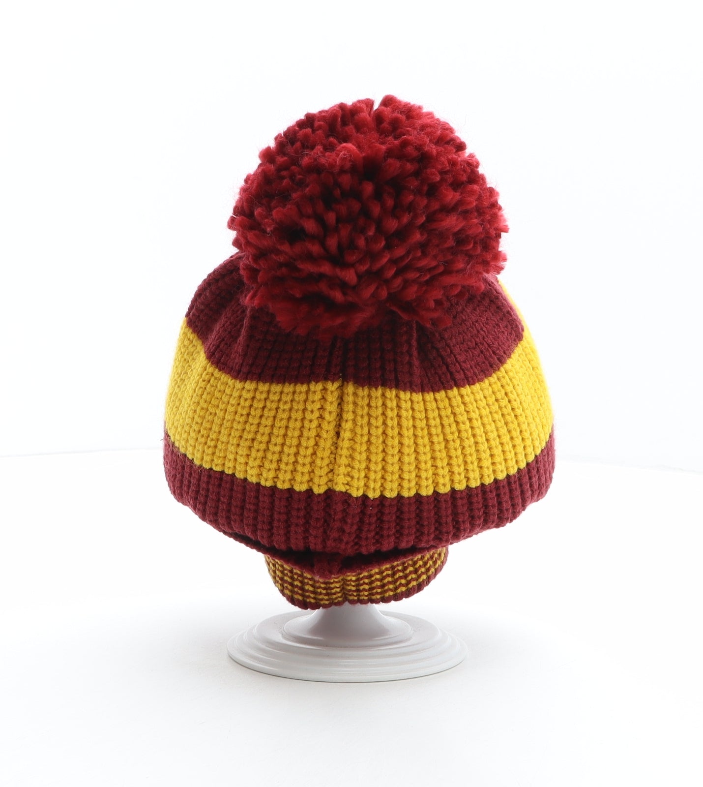 Marks and Spencer Boys Multicoloured Striped Viscose Bobble Hat One Size - Harry Potter, Hogwarts, Gryffindor