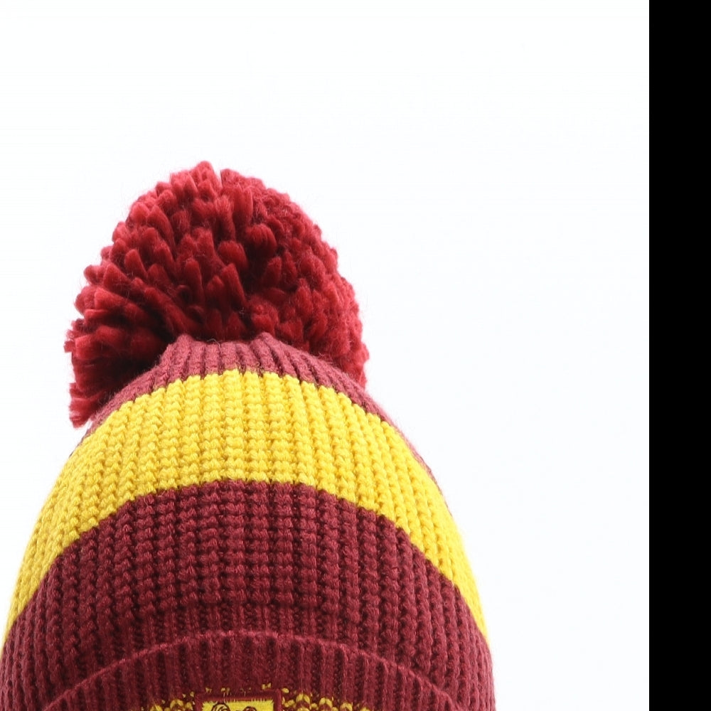 Marks and Spencer Boys Multicoloured Striped Viscose Bobble Hat One Size - Harry Potter, Hogwarts, Gryffindor